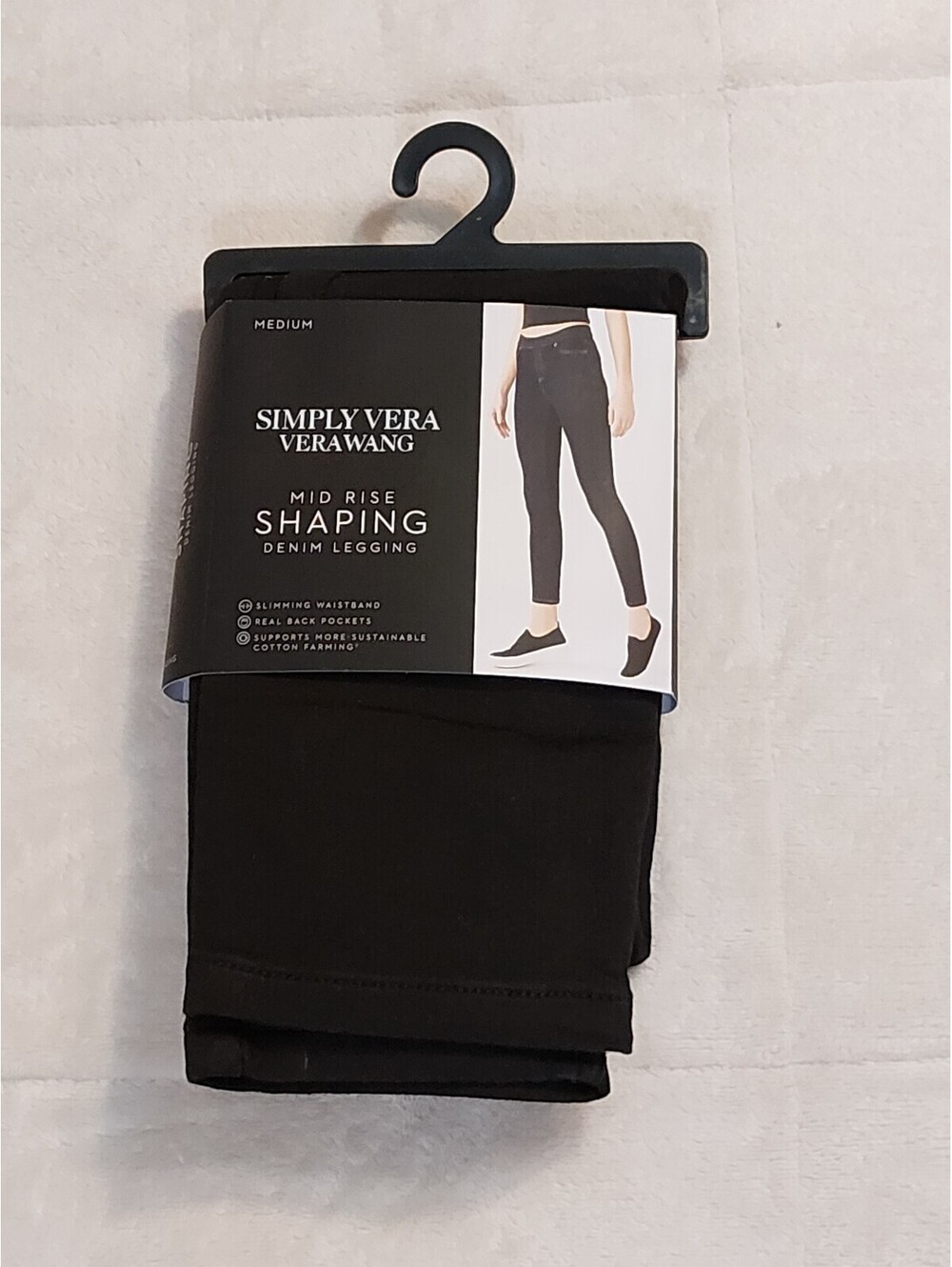 Simply Vera Vera Wang Mid Rise Shaping Denim Legging Medium Black. 0025